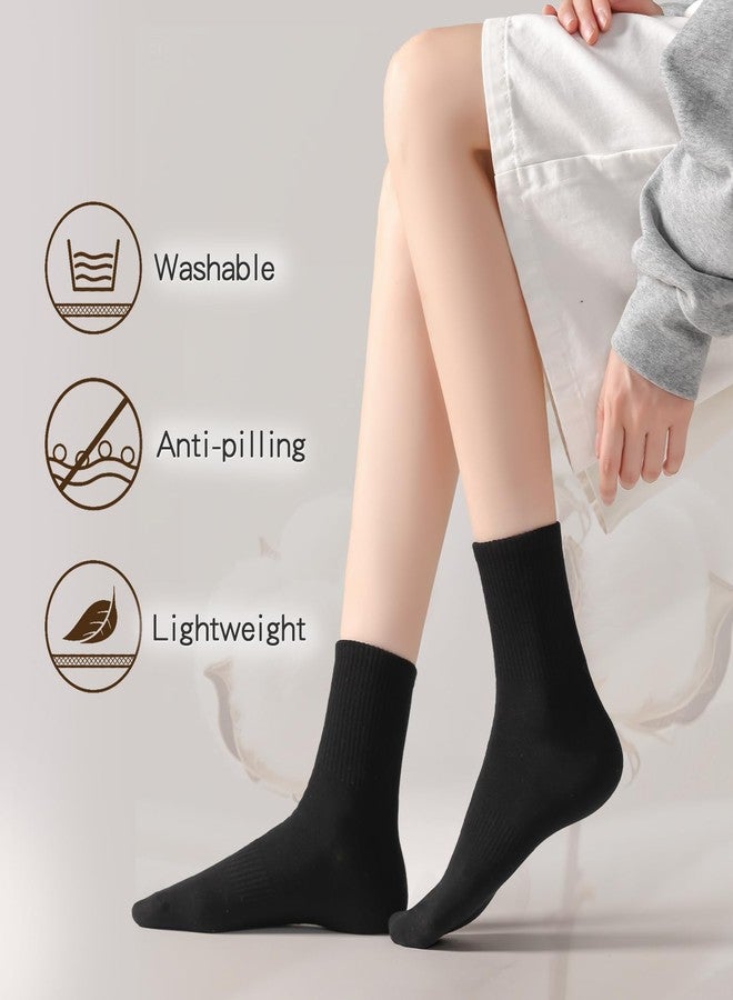 WindBreath Women's Crew Socks Cotton Casual Athletic Ankle Socks 6 Pairs (US, Numeric, 5, 9, Regular, Regular, Black) - Image 3